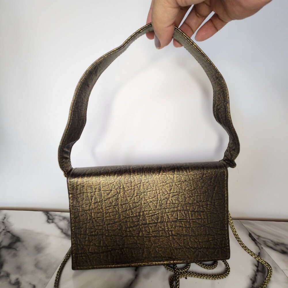 BIJOUX TERNER WOMENS SHINY GOLDEN BROWN CLUTCH BAG - Picture 7 of 13